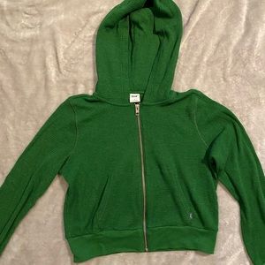 TNA green waffle zip up